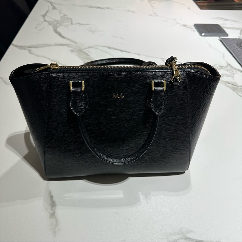 Ralph Lauren Black Satchel with Gold Accents
